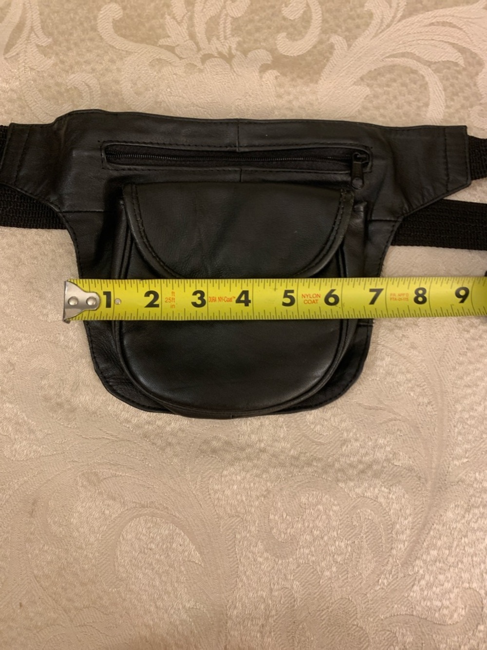 Marshal Black Leather Belt Bag with Front Flap Pocket - Picture 10 of 10
